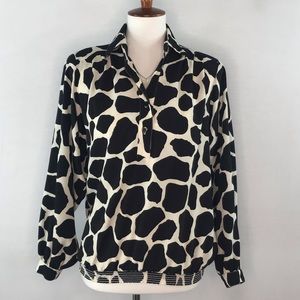 Da-Rue of California Vintage Black & White Giraffe Print Blouse
